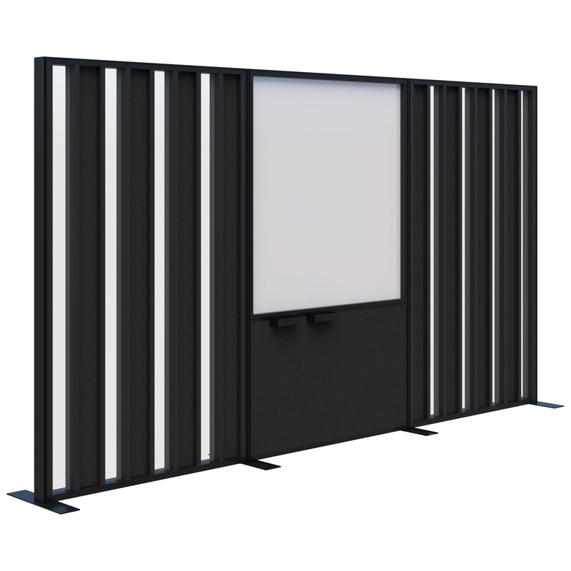 Connect Freestanding Acoustic Glazed/Whiteboard/Acoustic Glazed 3000 / Black with Black Frame / Charcoal