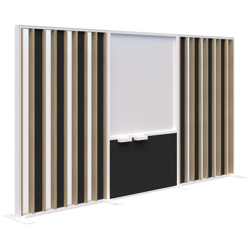 Connect Freestanding Acoustic Glazed/Whiteboard/Acoustic Glazed 3600 / Classic Oak with White Frame / Charcoal