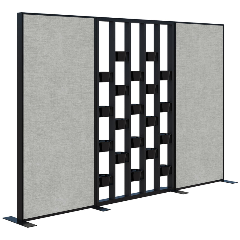 Connect Freestanding Fabric/Plant Wall 3000 / Black with Black Frame / Keylargo Zinc