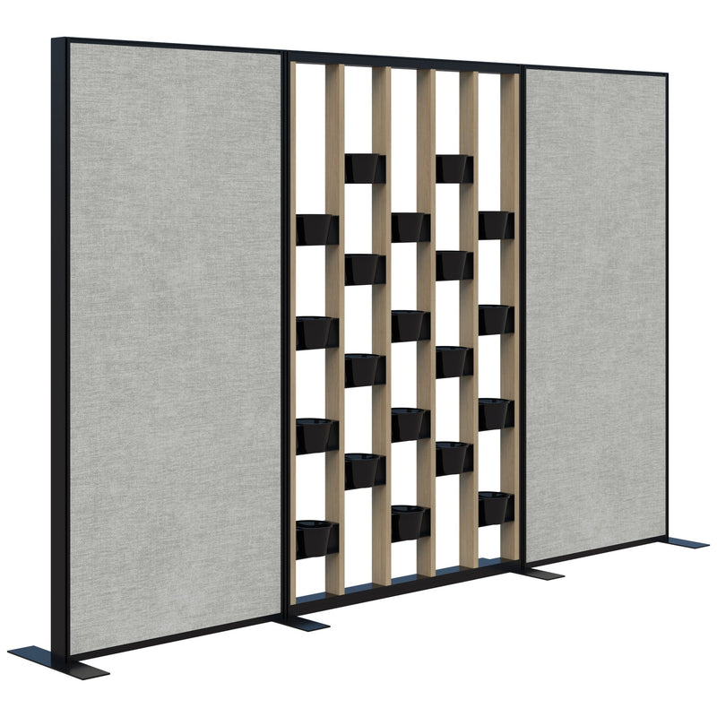 Connect Freestanding Fabric/Plant Wall 3000 / Classic Oak with Black Frame / Keylargo Zinc