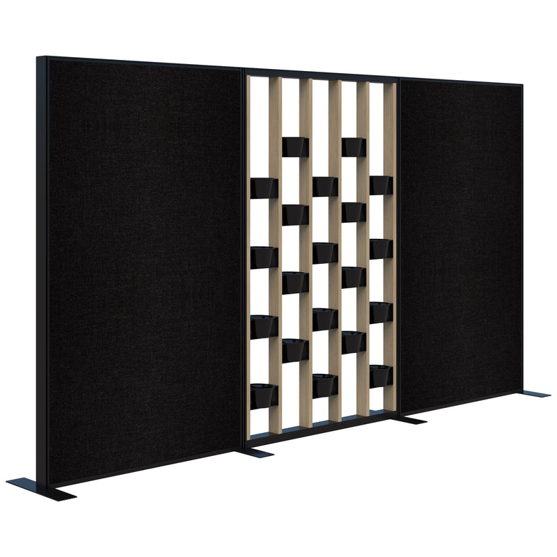 Connect Freestanding Fabric/Plant Wall 3600 / Classic Oak with Black Frame / Keylargo Ebony