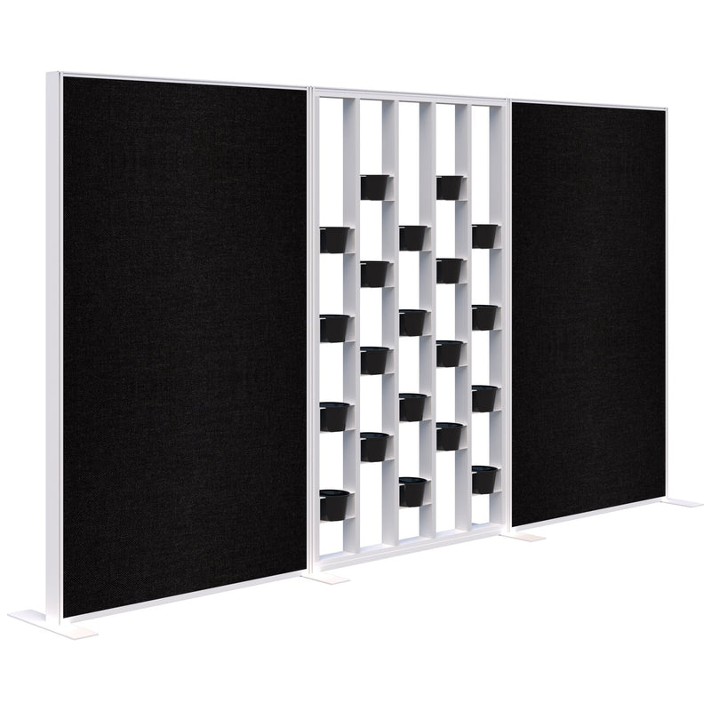 Connect Freestanding Fabric/Plant Wall 3600 / Snow Velvet with White Frame / Keylargo Ebony