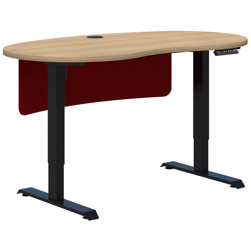 Duo Ii Electric Desk - Bean Shape With Modesty Classic Oak / Black