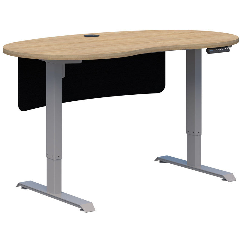 Duo Ii Electric Desk - Bean Shape With Modesty Classic Oak / Silver