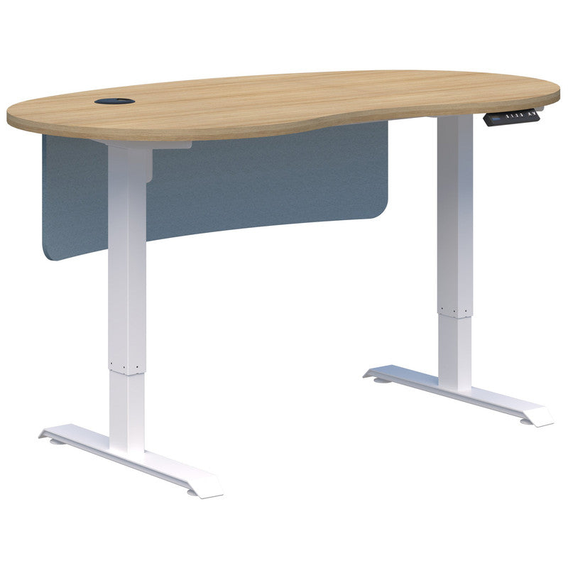 Duo Ii Electric Desk - Bean Shape With Modesty Classic Oak / White