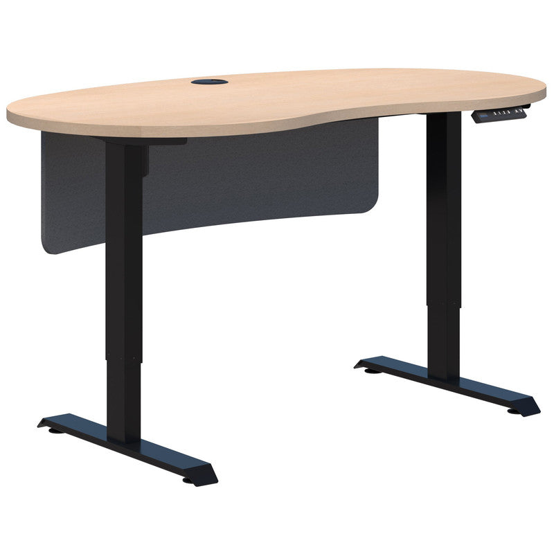 Duo Ii Electric Desk - Bean Shape With Modesty Refined Oak / Black