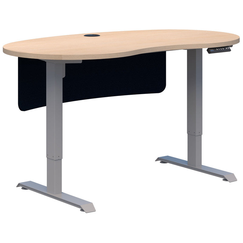 Duo Ii Electric Desk - Bean Shape With Modesty Refined Oak / Silver