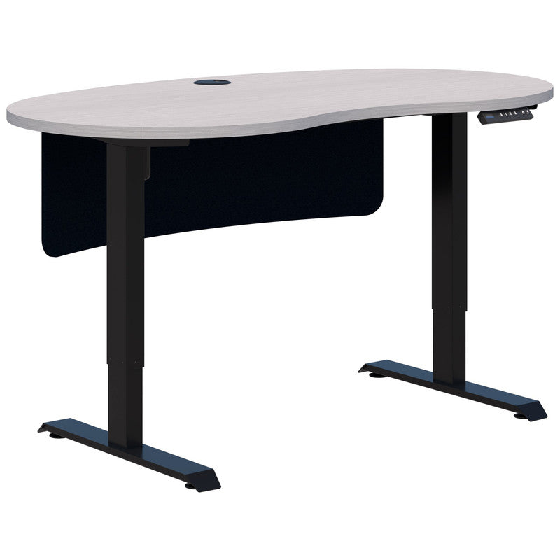 Duo Ii Electric Desk - Bean Shape With Modesty Silver Strata / Black