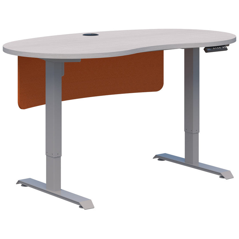 Duo Ii Electric Desk - Bean Shape With Modesty Silver Strata / Silver