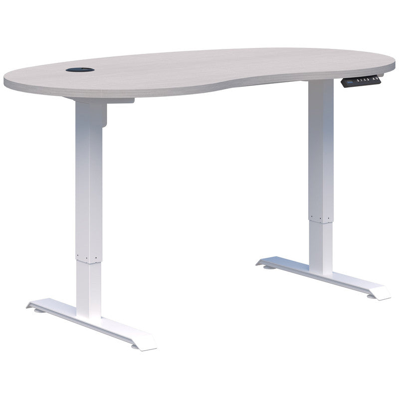 Duo Ii Electric Desk - Bean Shape With Modesty Silver Strata / White