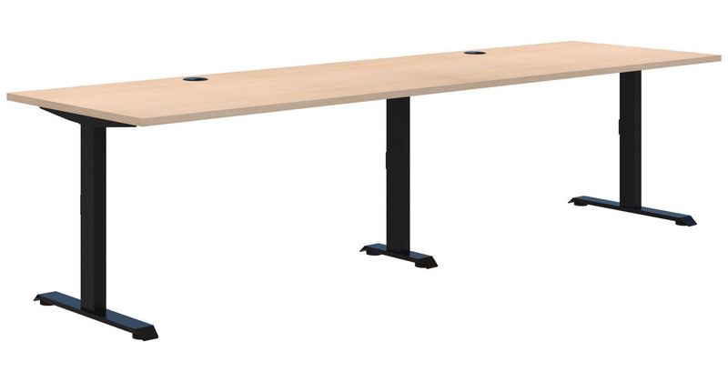 Summit II Fixed Height Inline 2 Pod Desk 2x1200x800 / Refined Oak / Black