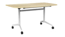 Team Flip Table D-Shape 1400 x 700 / Atlantic Oak / White