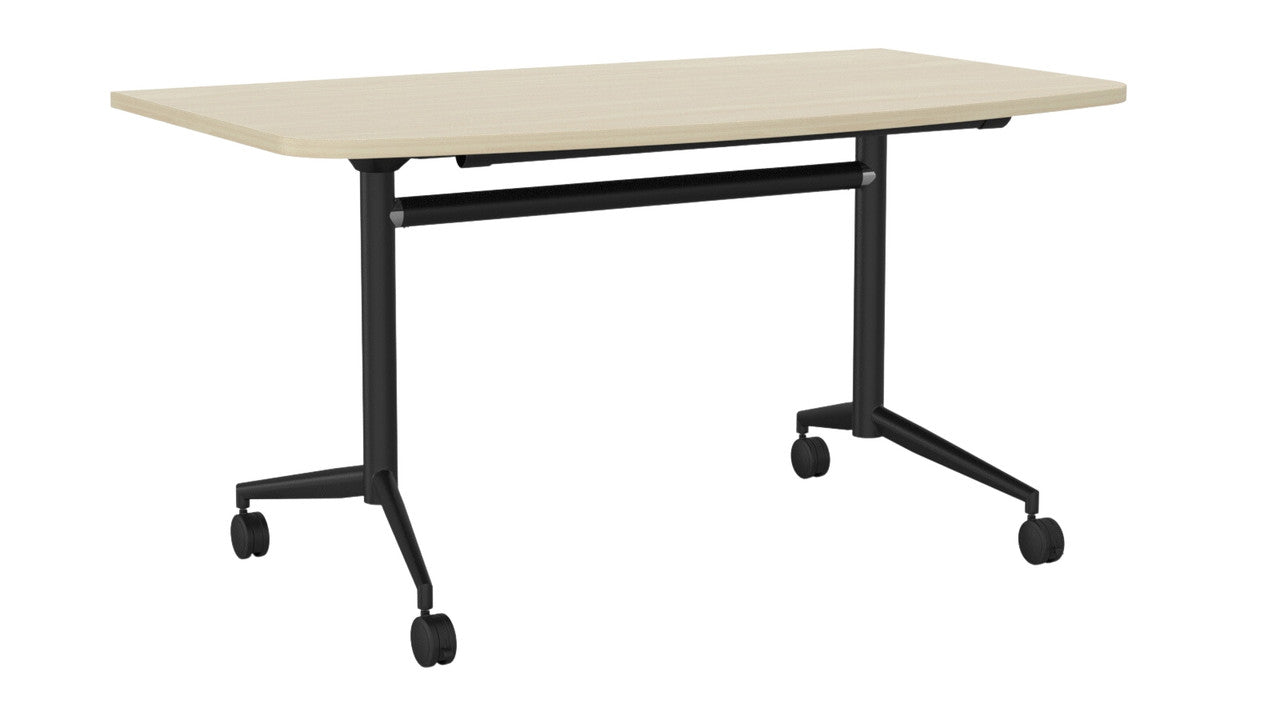 Team Flip Table D-Shape 1400 x 700 / Nordic Maple / Black