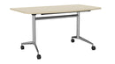 Team Flip Table D-Shape 1400 x 700 / Nordic Maple / Chrome