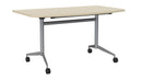 Team Flip Table D-Shape 1400 x 700 / Nordic Maple / Silver