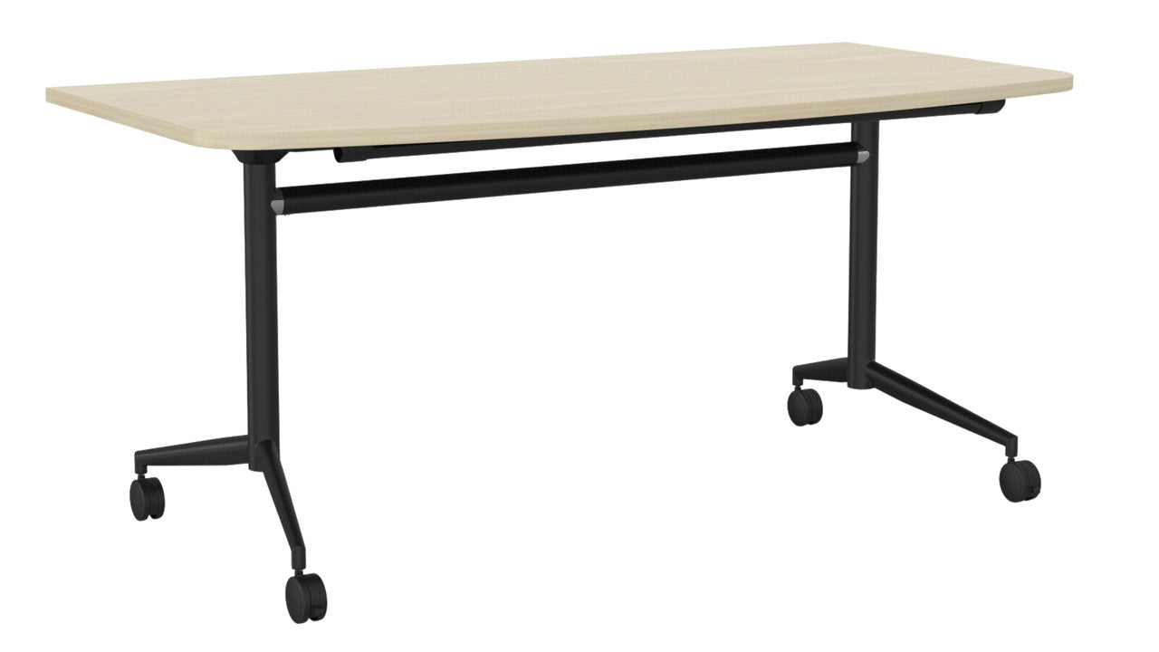 Team Flip Table D-Shape 1600 x 800 / Nordic Maple / Black