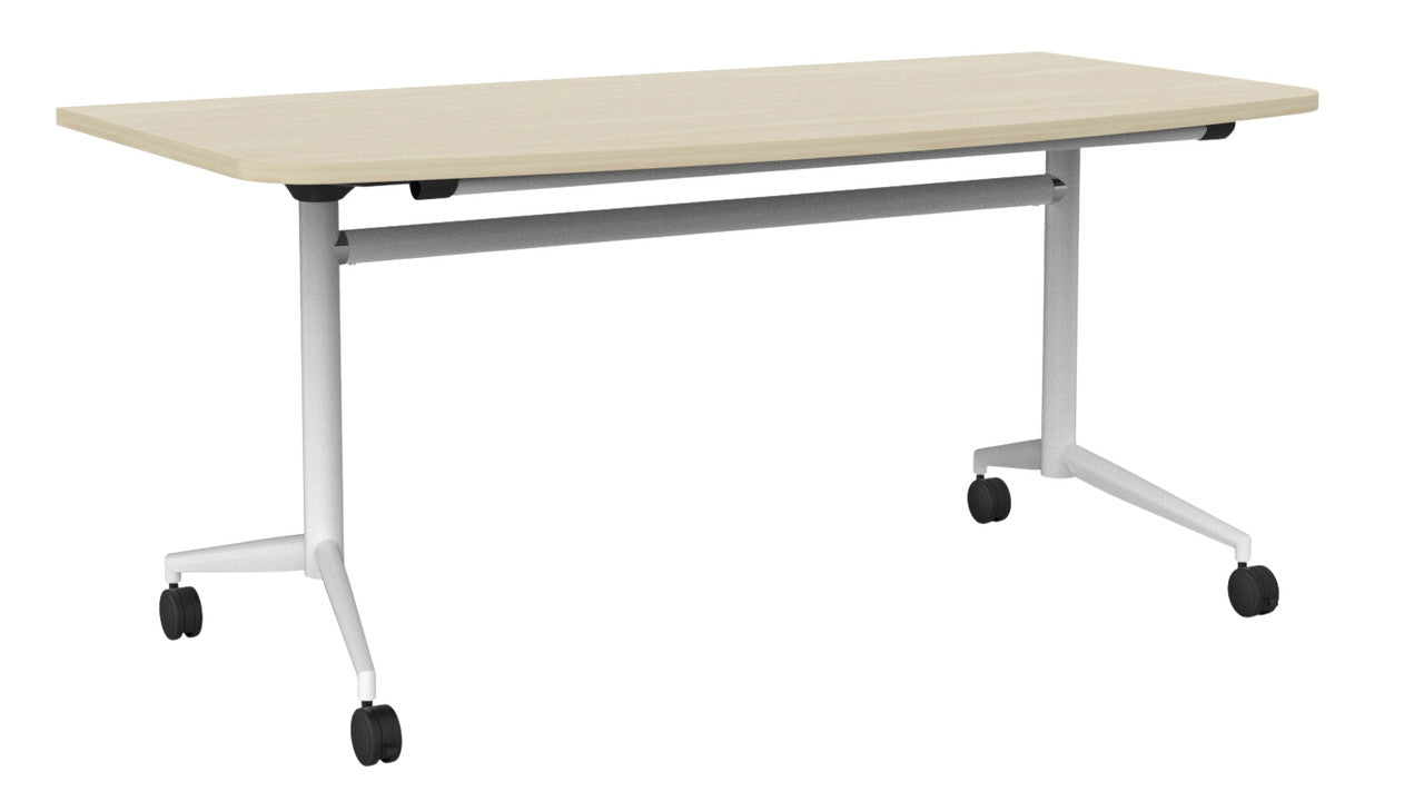 Team Flip Table D-Shape 1600 x 800 / Nordic Maple / White
