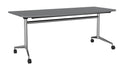 Team Flip Table D-Shape 1800 x 900 / Silver / Chrome