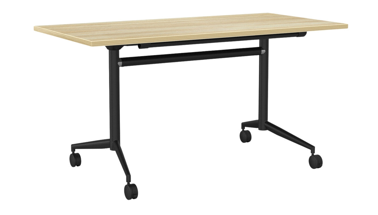 Team Flip Table Rectangle 1400 x 700 / Atlantic Oak / Black
