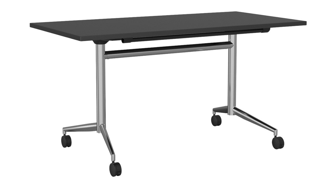 Team Flip Table Rectangle 1400 x 700 / Black / Chrome