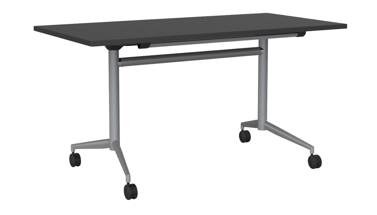 Team Flip Table Rectangle 1400 x 700 / Black / Silver