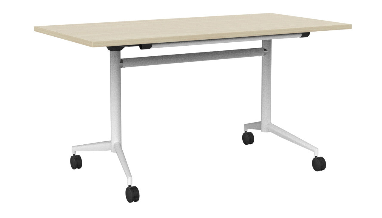 Team Flip Table Rectangle 1400 x 700 / Nordic Maple / White