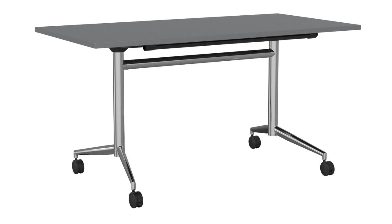 Team Flip Table Rectangle 1400 x 700 / Silver / Chrome