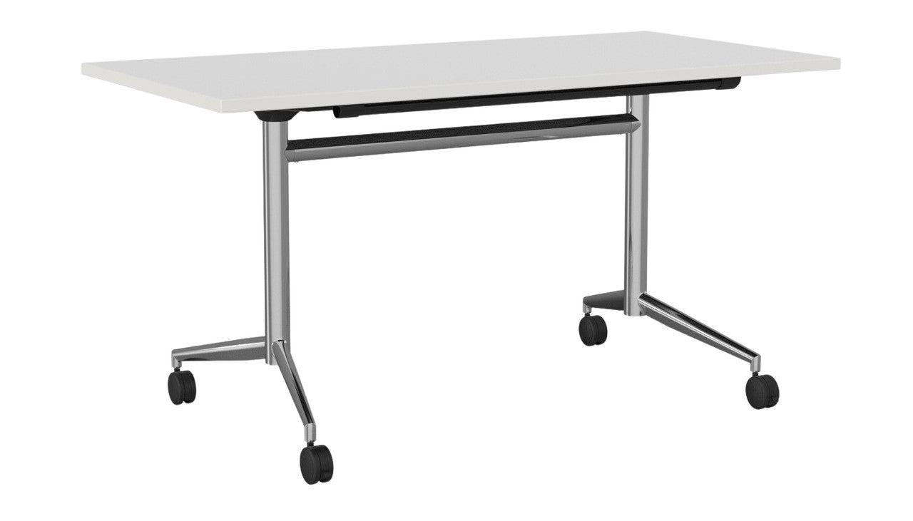 Team Flip Table Rectangle 1400 x 700 / White / Chrome