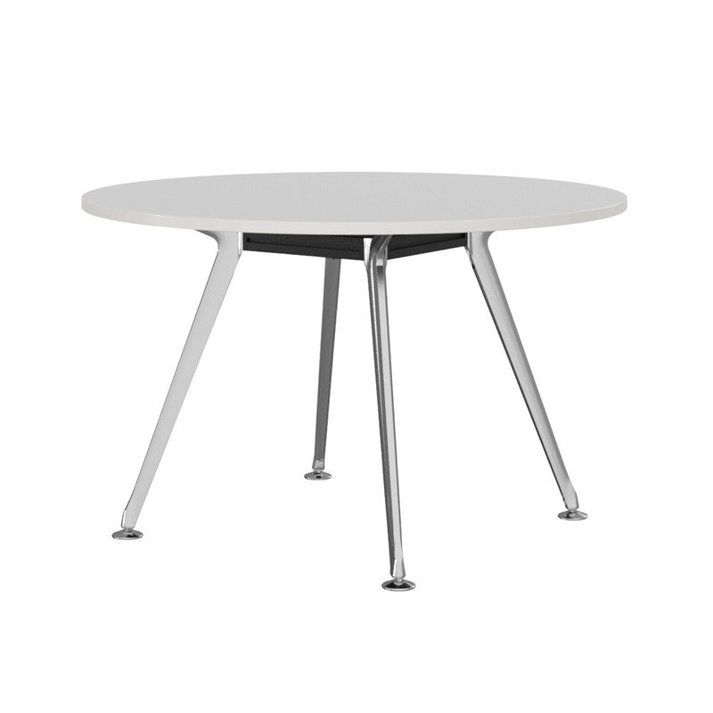 Team Round Meeting Table White / Polished Alloy