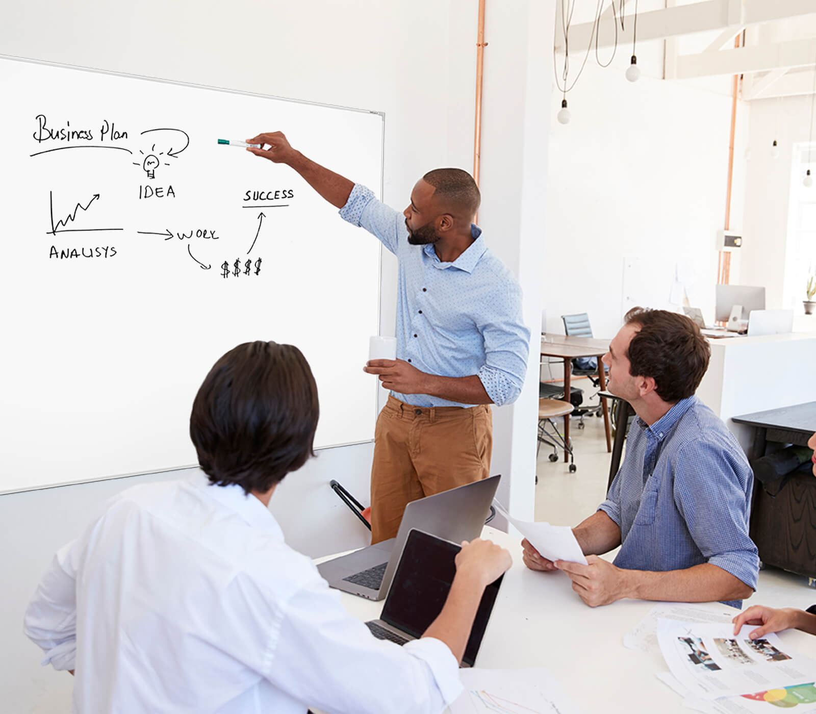 Wall Mounted Porcelain Whiteboard / 3600W x 1200H