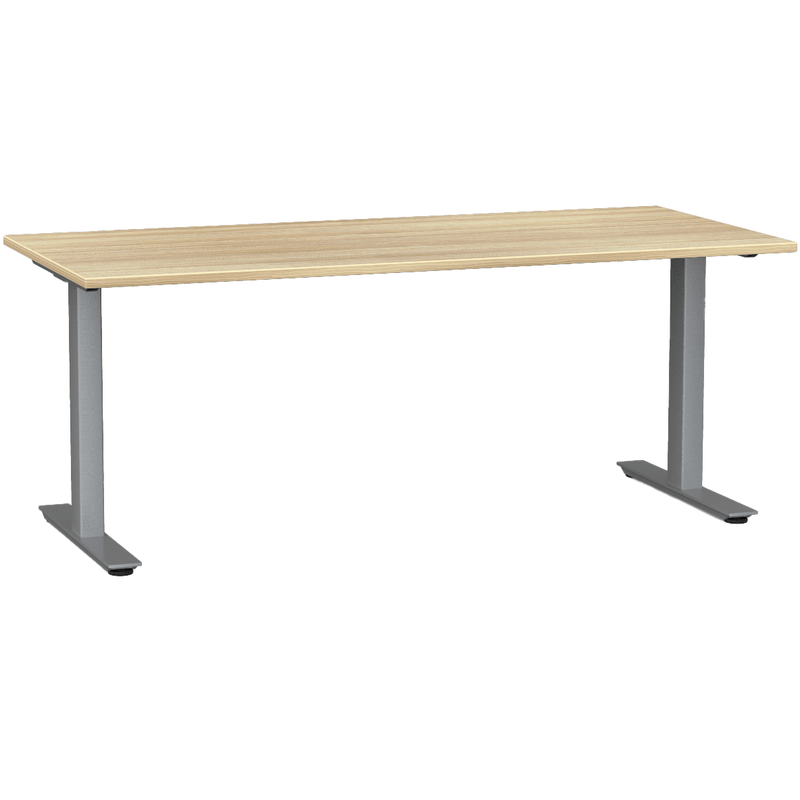 Agile Fixed Height Desk 2000 x 700 / Atlantic Oak / Silver