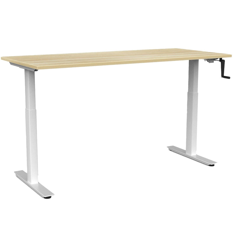 Agile Winder Height Adjustable Desk 1800 x 800 / Atlantic Oak / White