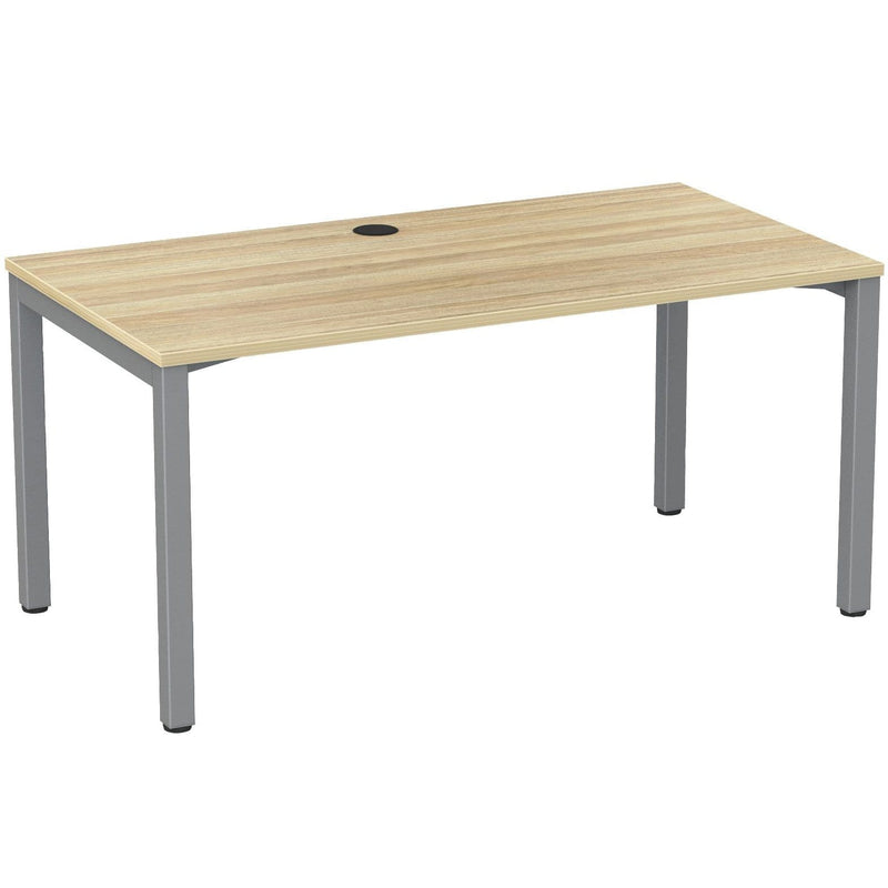 Cubit Fixed Height Desk 1500 x 800 / Atlantic Oak / Silver