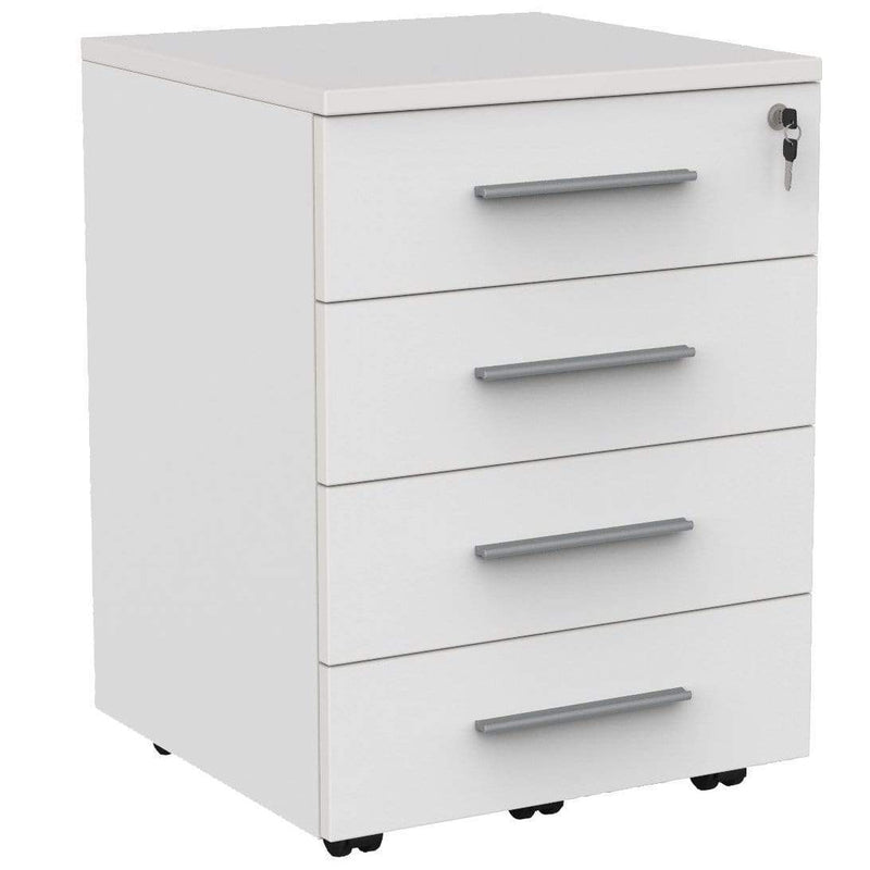 Cubit Mobile Drawers 4 drawer / White / Silver
