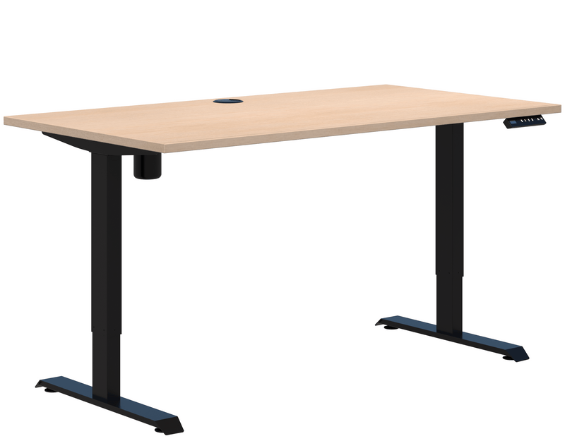 Duo II Electric Single Desk 1200 x 700 / Refined Oak Naturale / Black