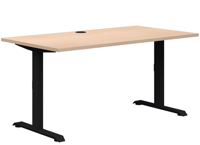 Summit II Fixed Height Single Desk 1200 x 700 / Refined Oak Naturale / Black