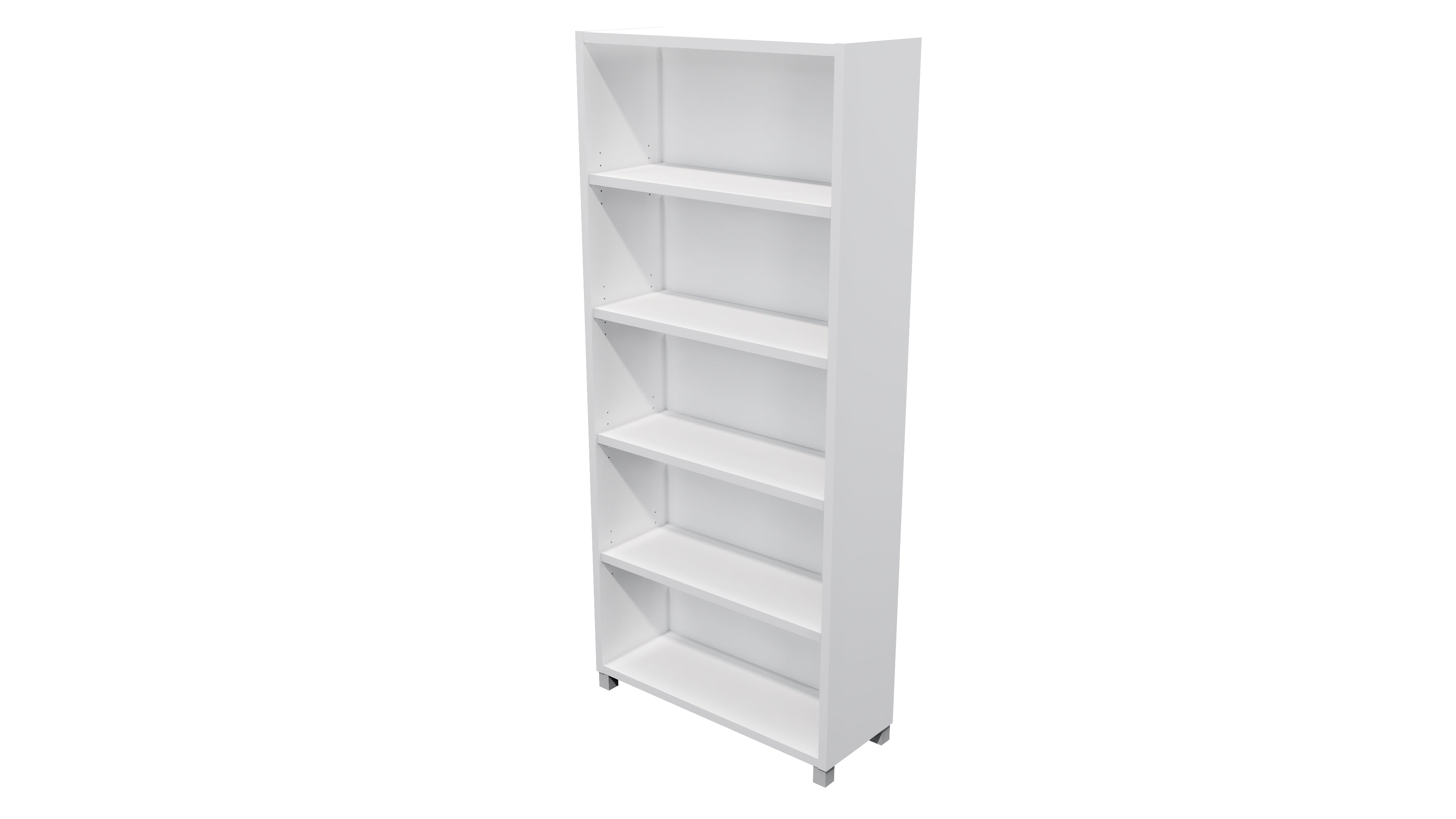 Commercial Bookcase with Feet 5 Tier White