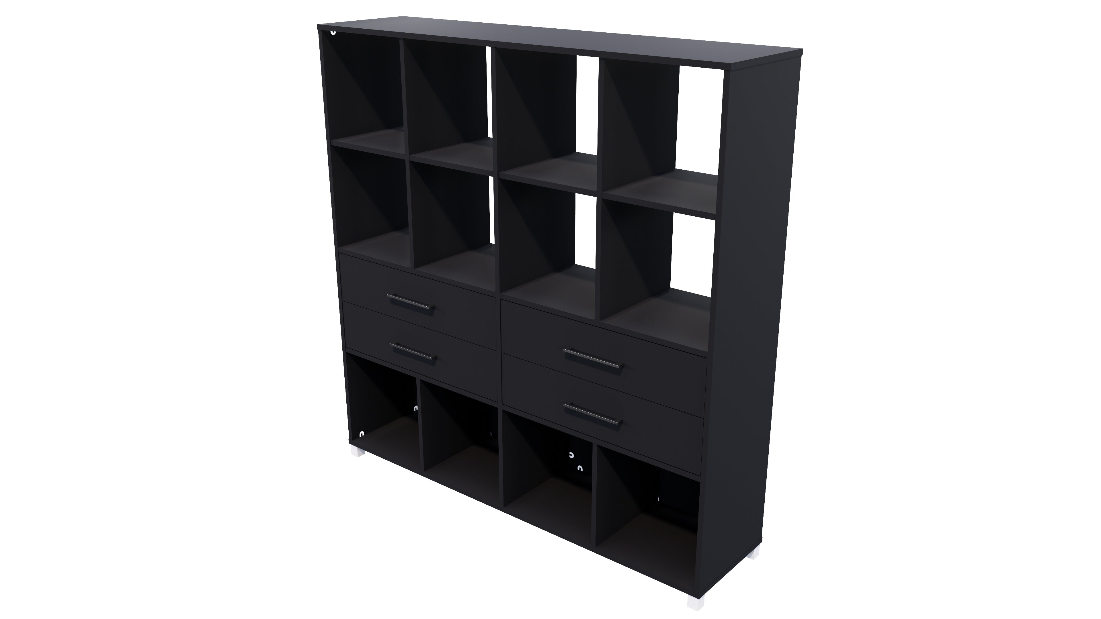 Cubby Storage Unit 12 Cube 4 Drawers Black
