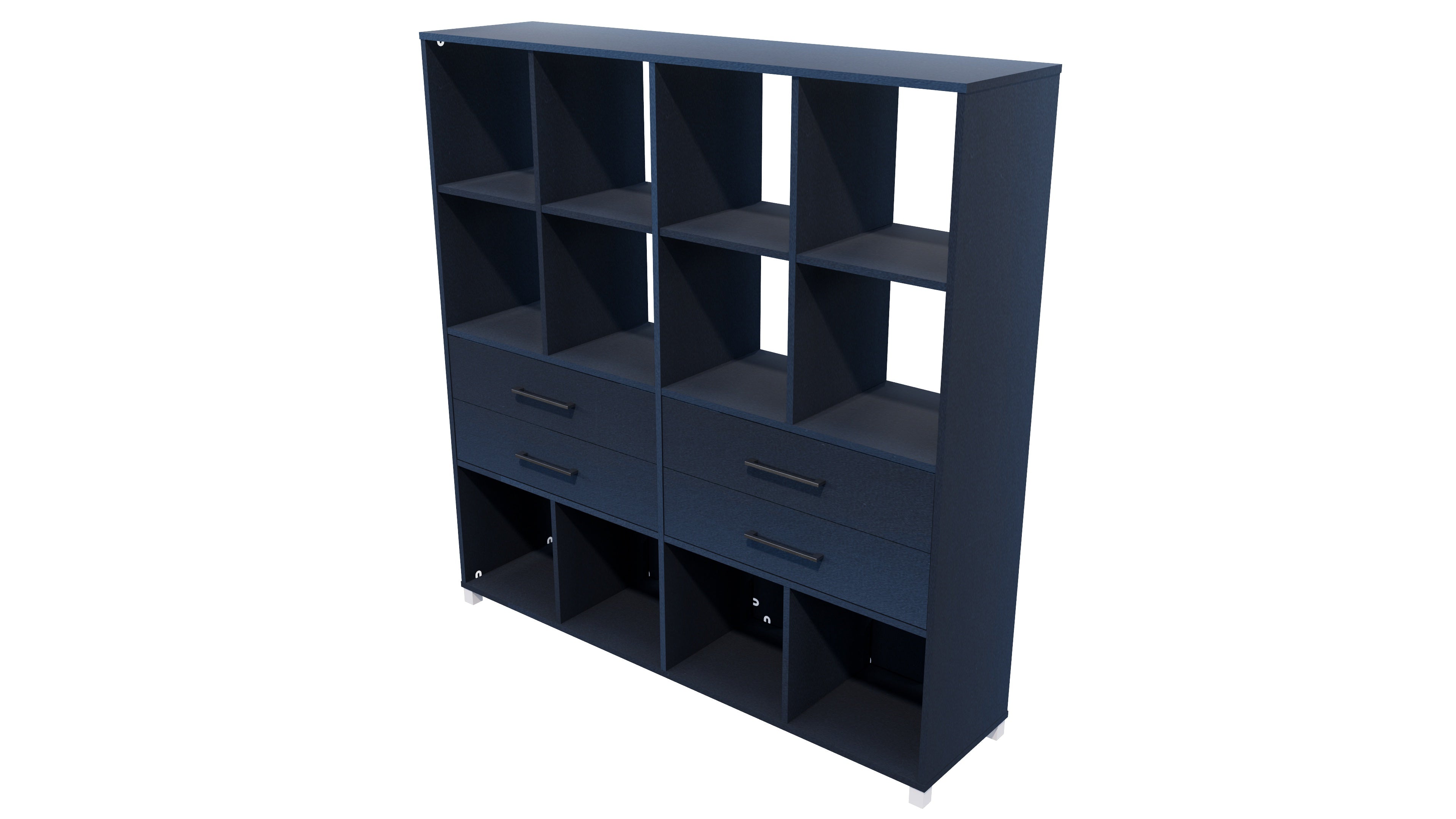 Cubby Storage Unit 12 Cube 4 Drawers Char Blue