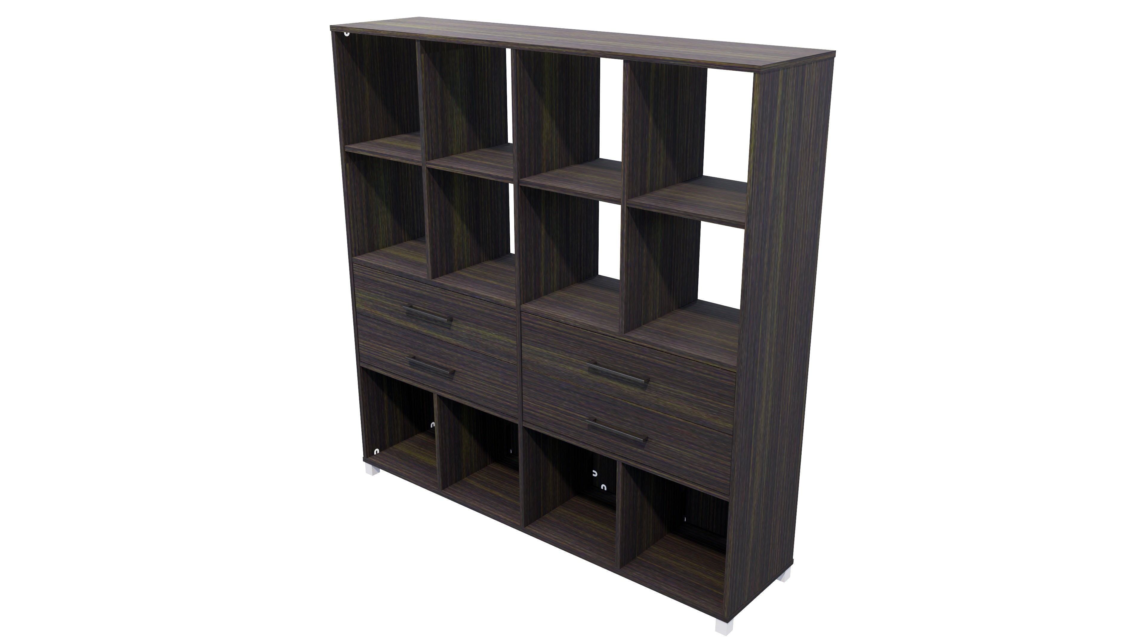 Cubby Storage Unit 12 Cube 4 Drawers Dark Oak