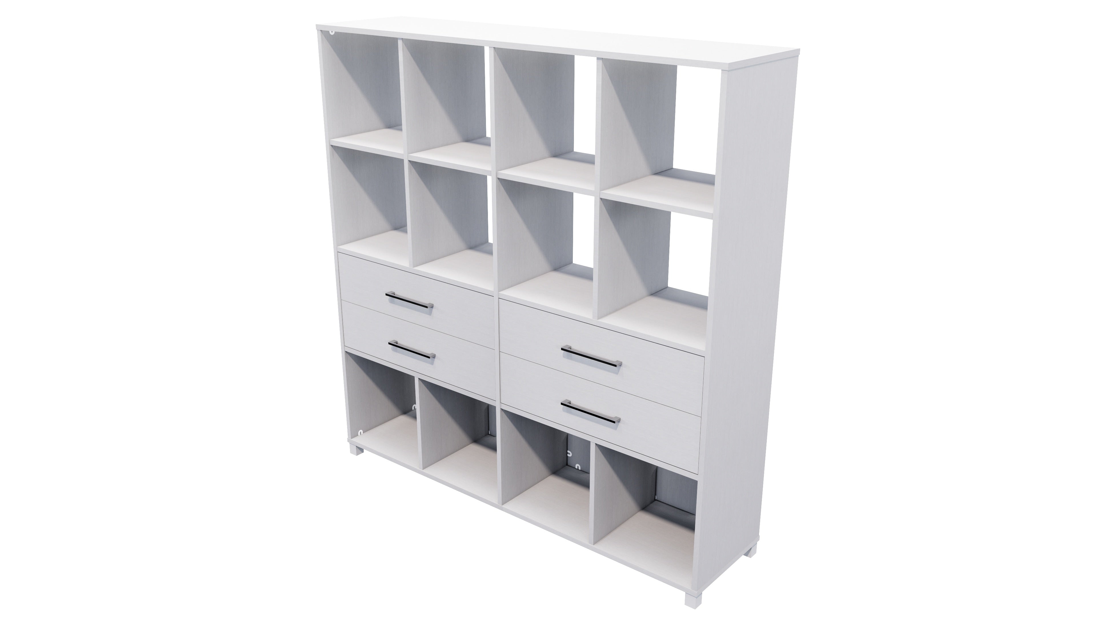 Cubby Storage Unit 12 Cube 4 Drawers Silver Strata