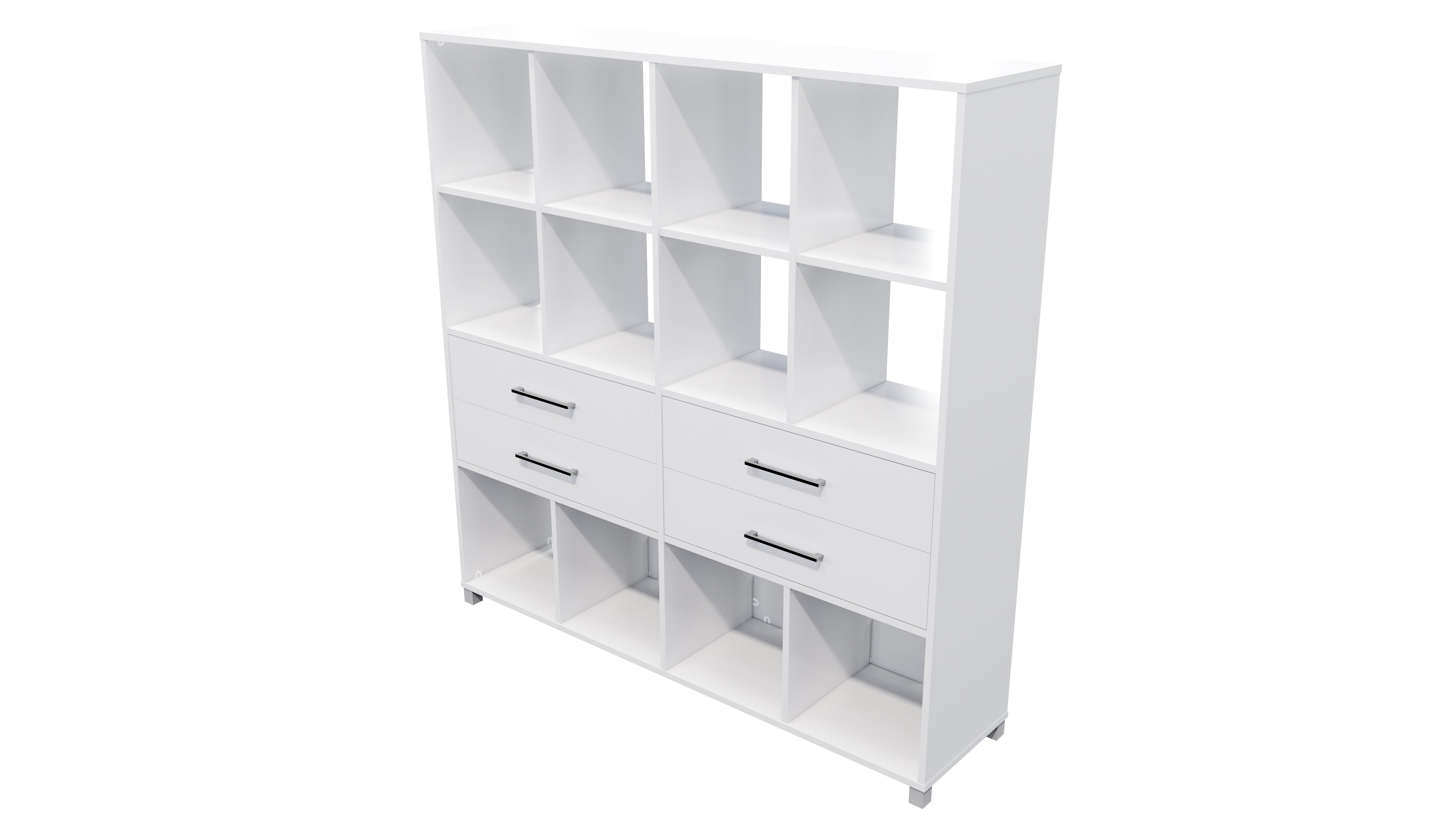 Cubby Storage Unit 12 Cube 4 Drawers White