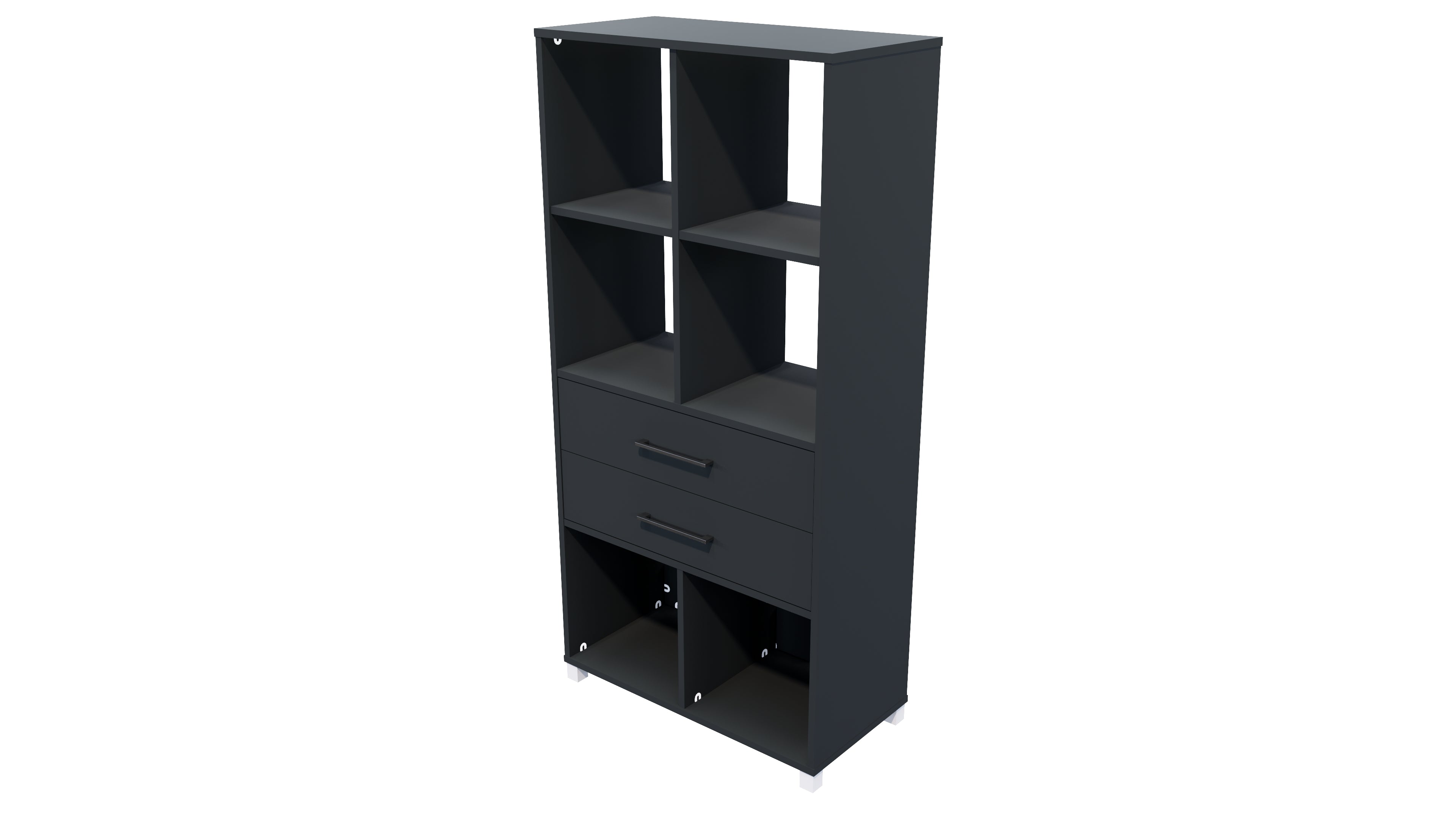 Cubby Hole 6 Cube 2 Drawers Carbon
