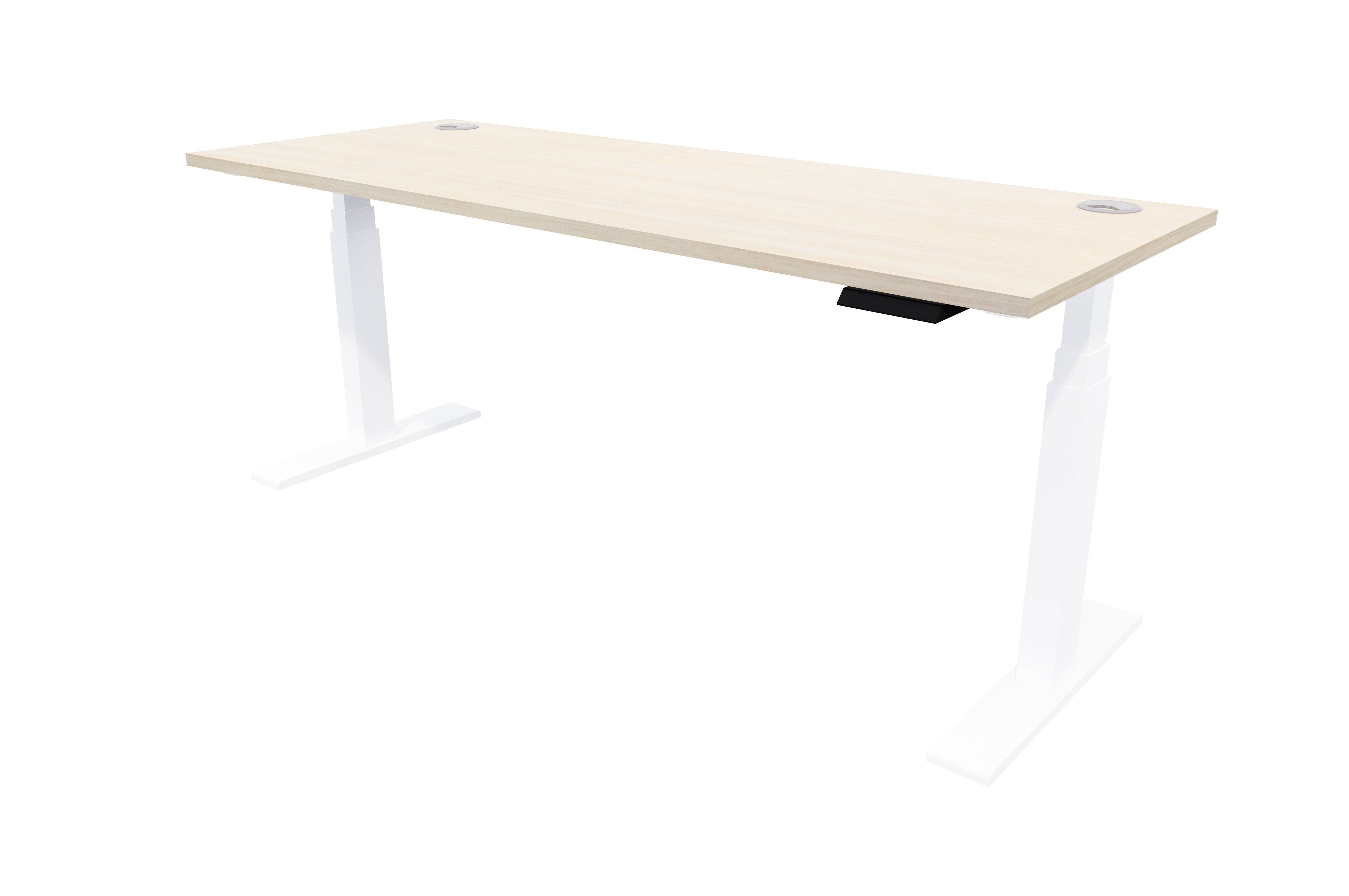 Zealand Electric Standing Desk 1500x700 White Seasoned Oak
