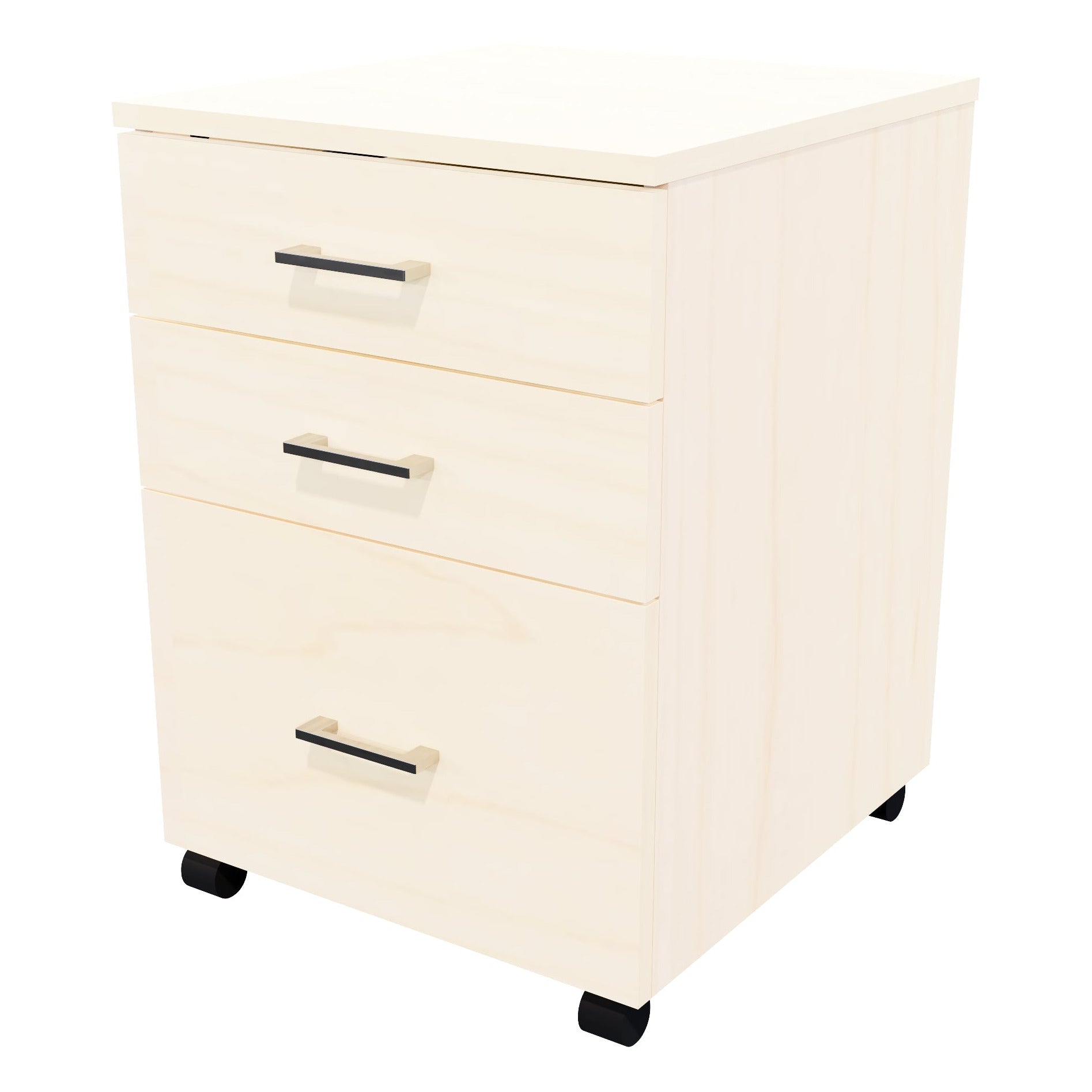 1 File 2 Drawers Mobile Drawer Locking Washed Maple