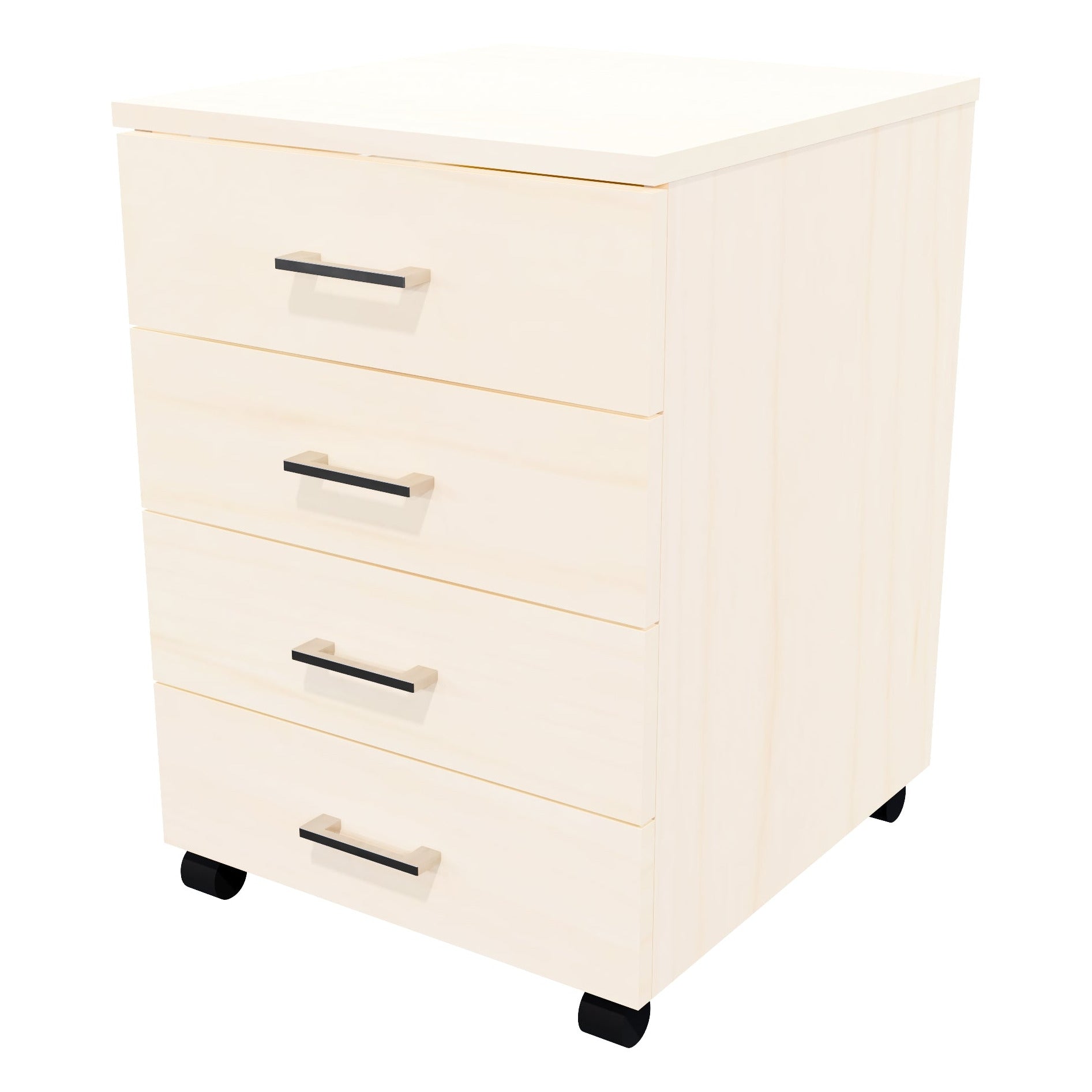 4 Drawers Mobile Drawer Locking Washed Maple