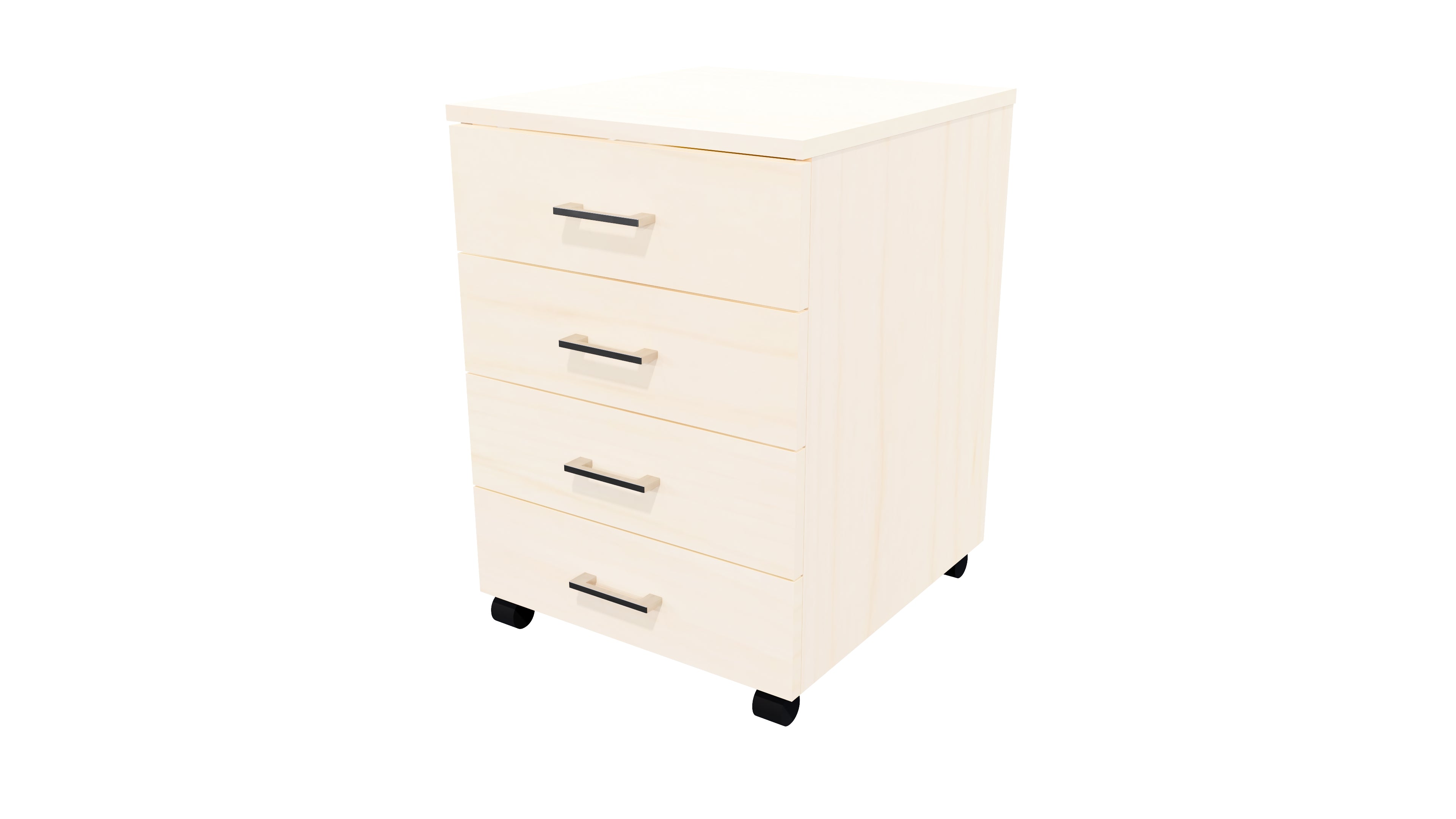 4 Drawers Mobile Drawer Locking Washed Maple