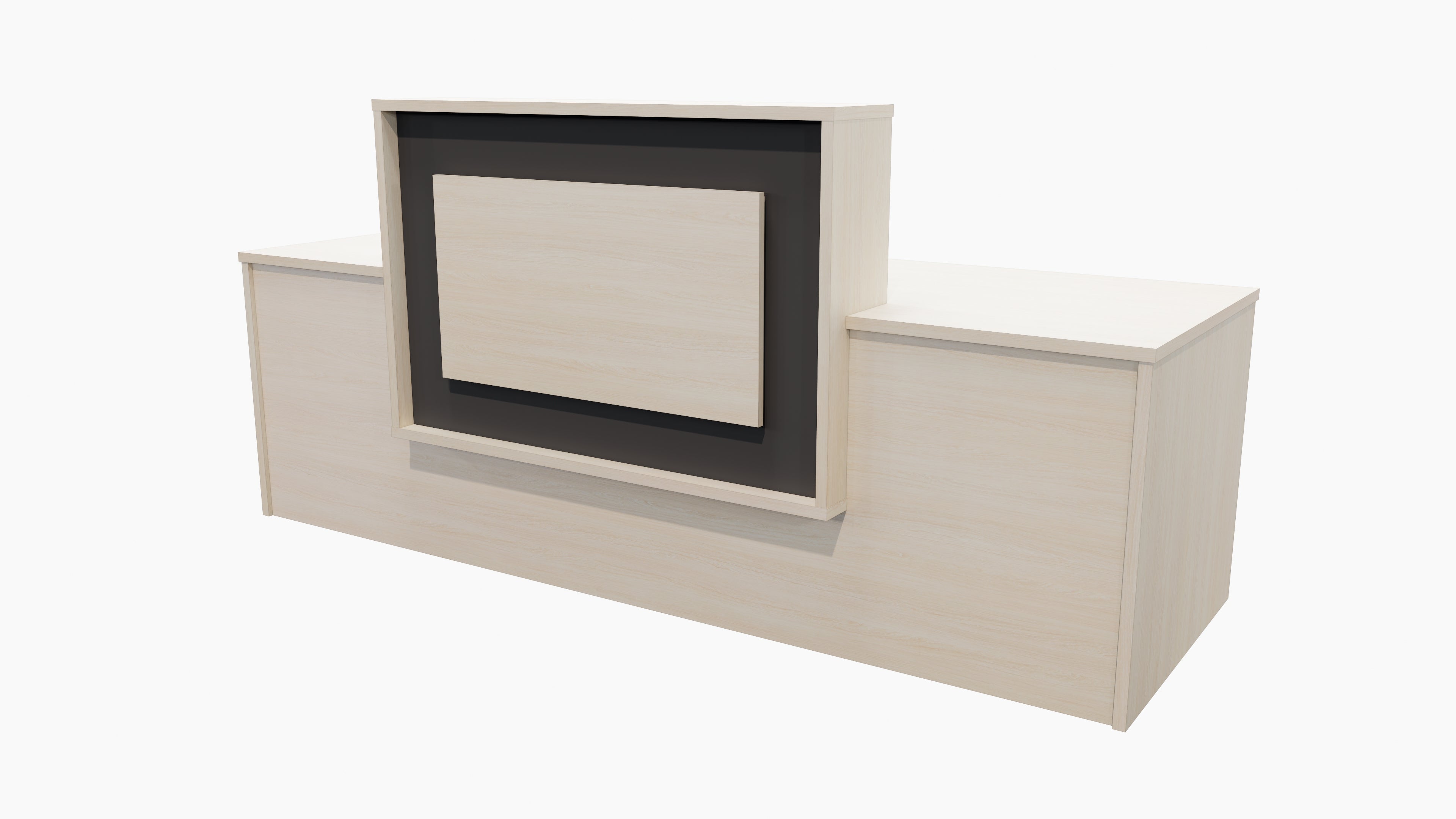 Tasman Reception Desk Seasoned Oak + Black