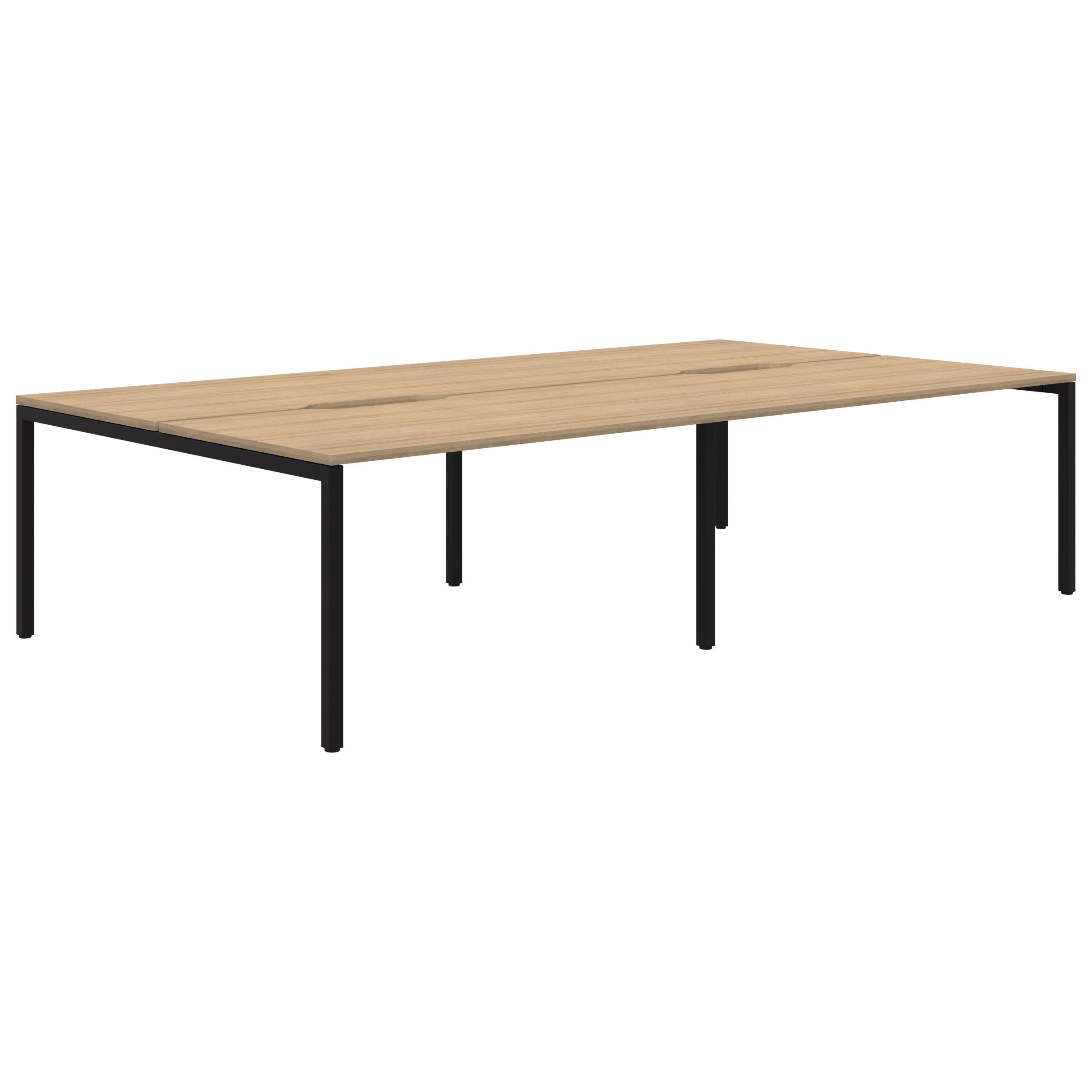 Avero Fixed Height 4 Pod Desk 1200 x 700 / Classic Oak Naturale / Black