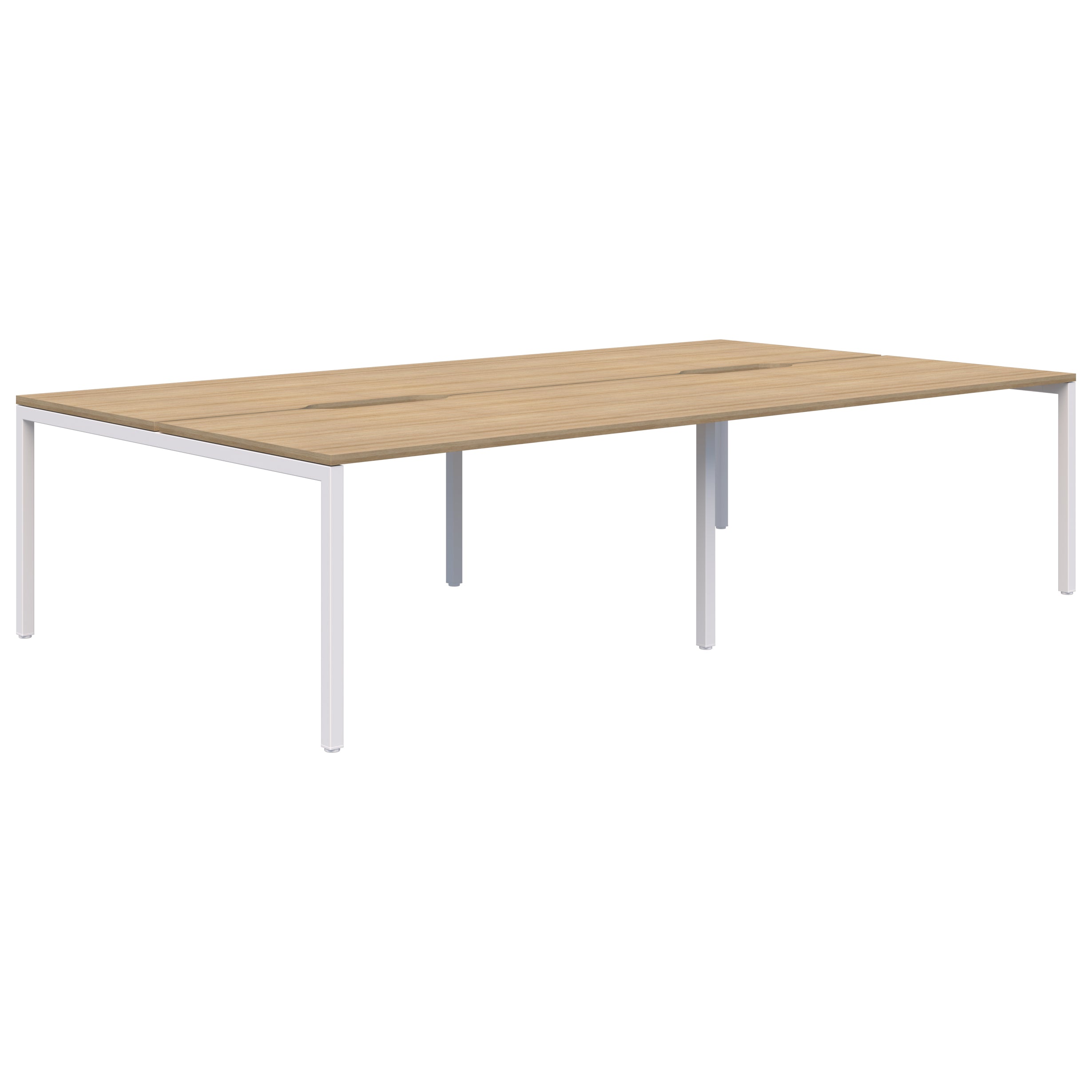Avero Fixed Height 4 Pod Desk 1200 x 700 / Classic Oak Naturale / White